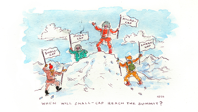 When Will Small-Cap Reach the Summit? watercolor illustration